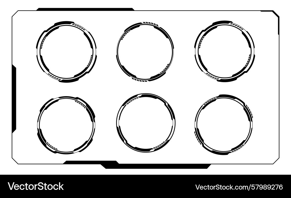Set of sci fi black circle and frame user Vector Image