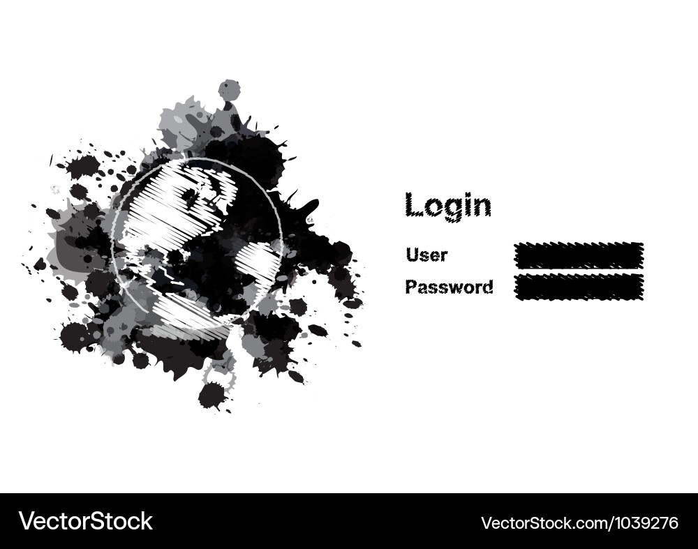 Sketch drawing globe and log in field vector image