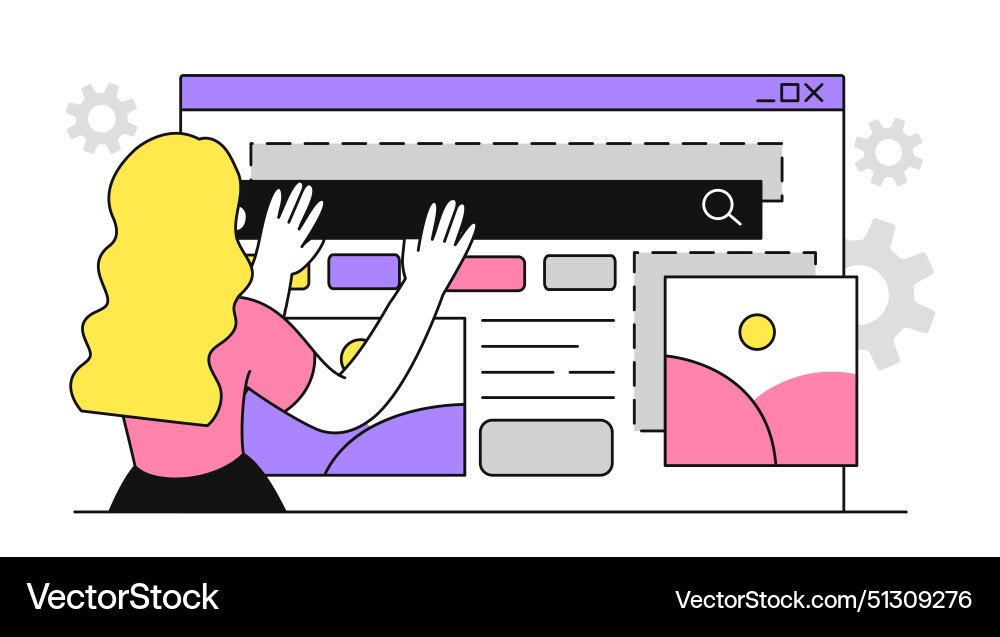 Ux ui design woman simple Royalty Free Vector Image
