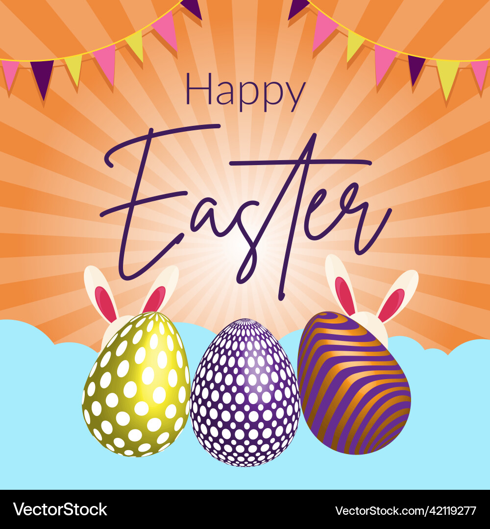 Banner design of happy easter vector image