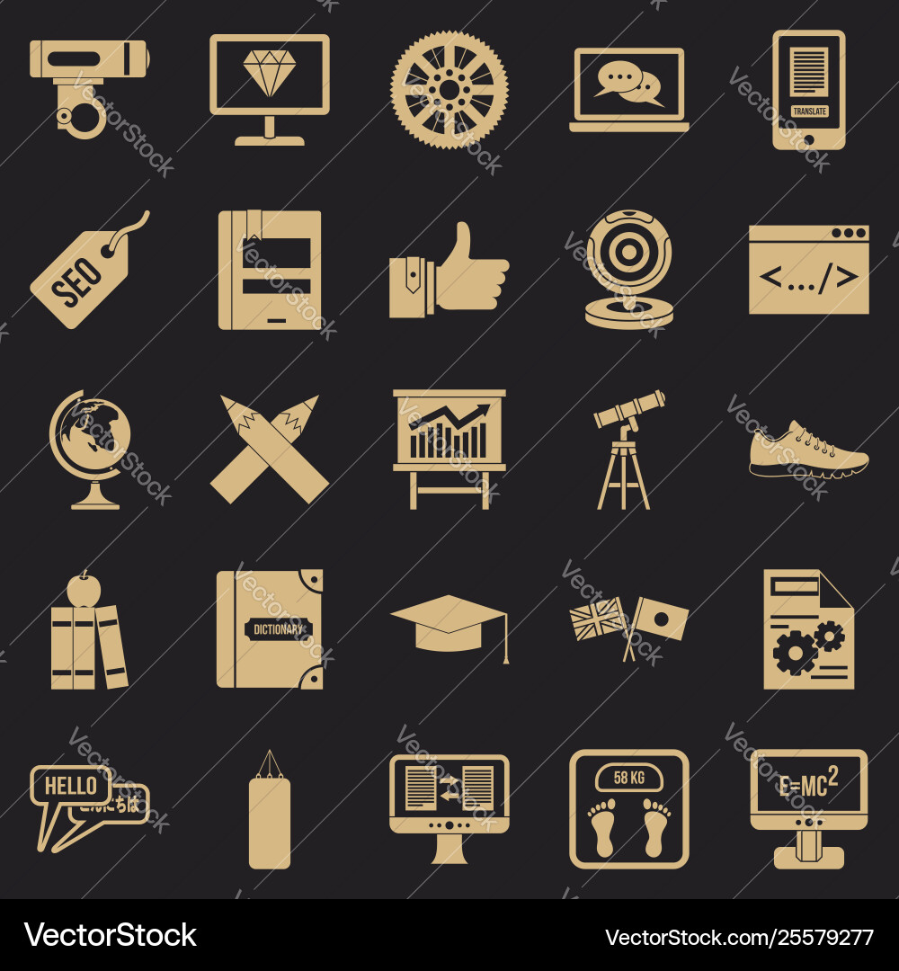 Learn programming icons set simple style Learn programming icons set simple style vector image