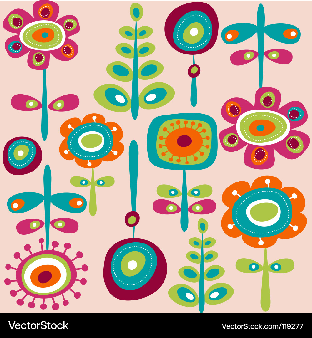 Retro Blumen Hintergrund Vektorbild