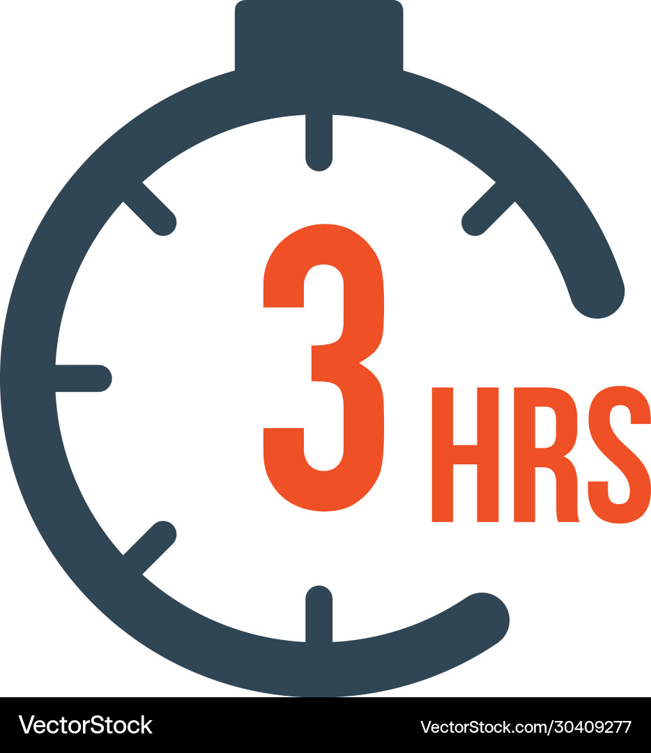 Round Timer Icon - 3 Hours vector image