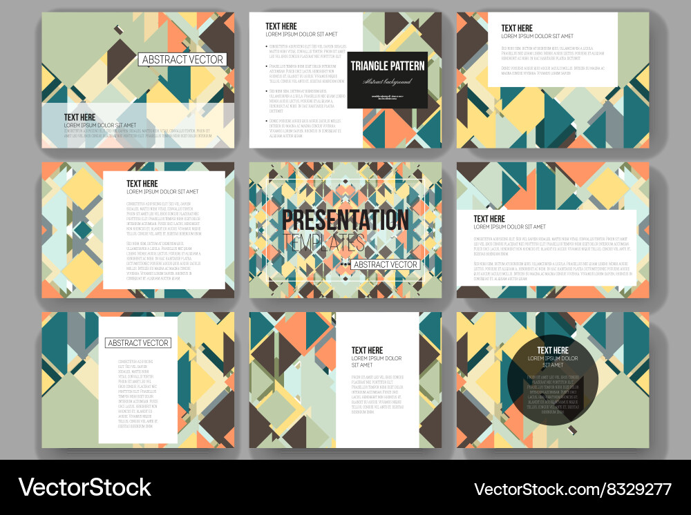 Set of 9 templates for presentation slides vector image
