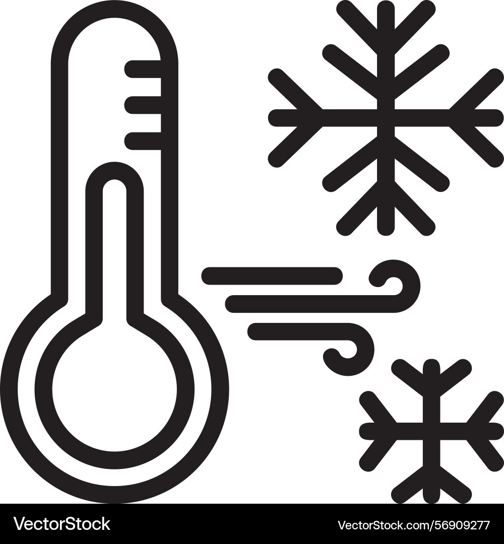 Snowflake with thermometer linear style icon Vector Image