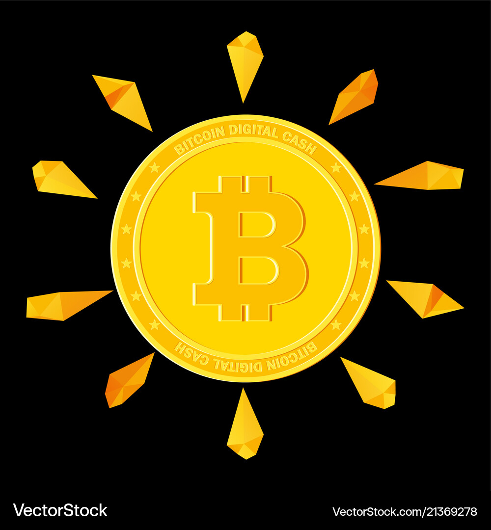 Bitcoin with golden stone – Royalty-Free Vector | VectorStock