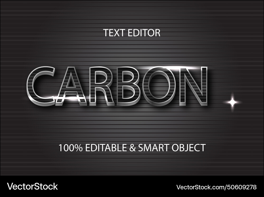Carbon editable text effect 3 dimension emboss Vector Image