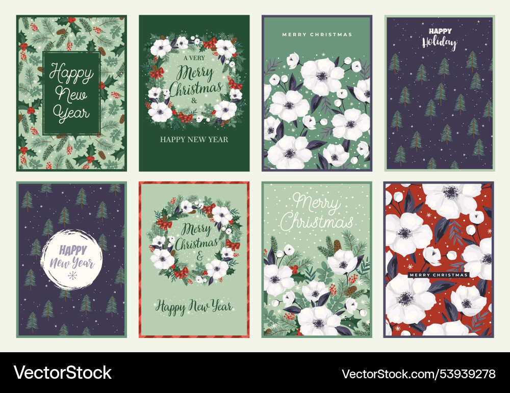 Christmas and happy new year cards Christmas and happy new year cards vector image