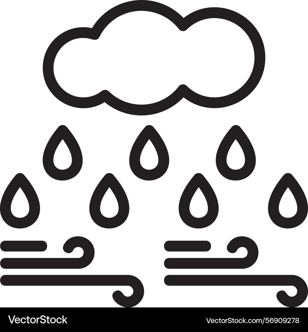 Cloud with raindrop linear style icon design vector image