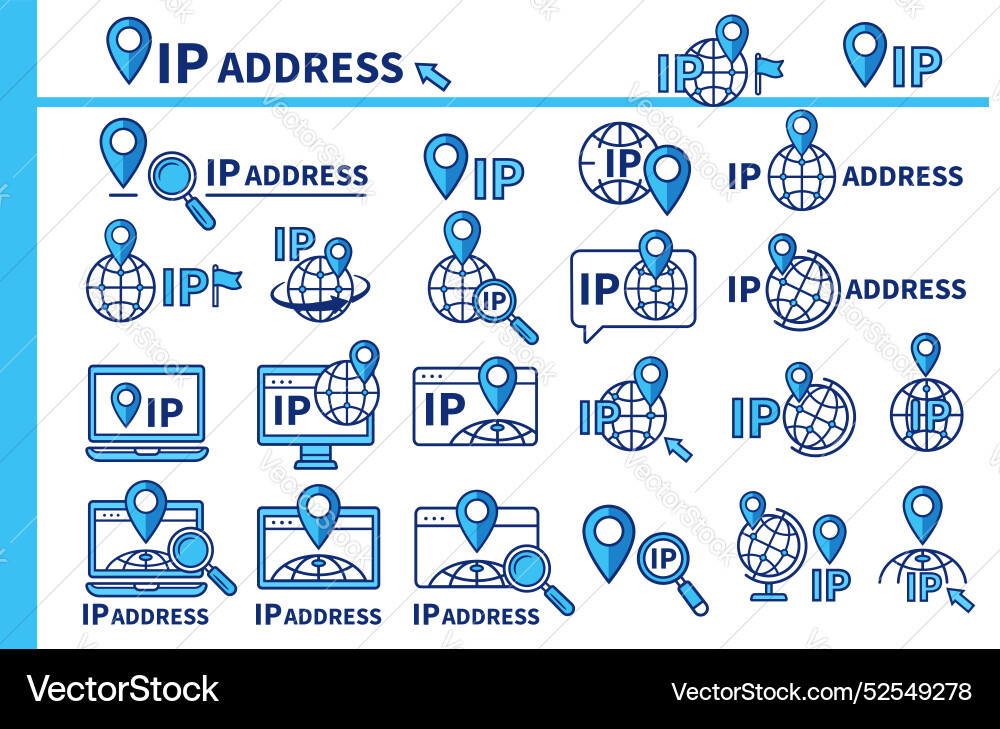 Ip Adresse Computer Web-Protokoll Standort Ip Adresse Computer Web-Protokoll Standort Vektorbild