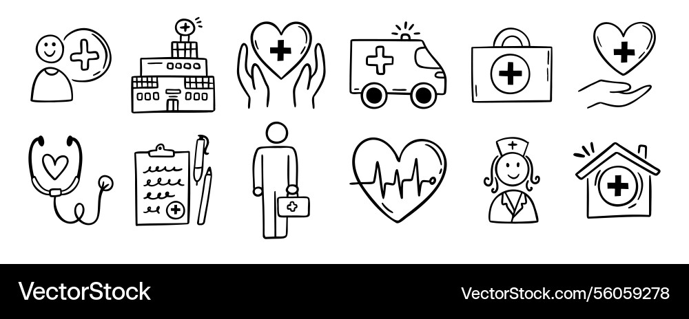 Medizinische Kit Krankenhausklinik doodle Hand gezogen Medizinische Kit Krankenhausklinik doodle Hand gezogen vektorbild