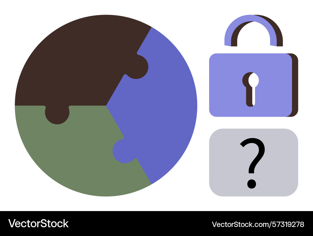 Puzzle globe lock and question mark representing Puzzle globe lock and question mark representing vector image