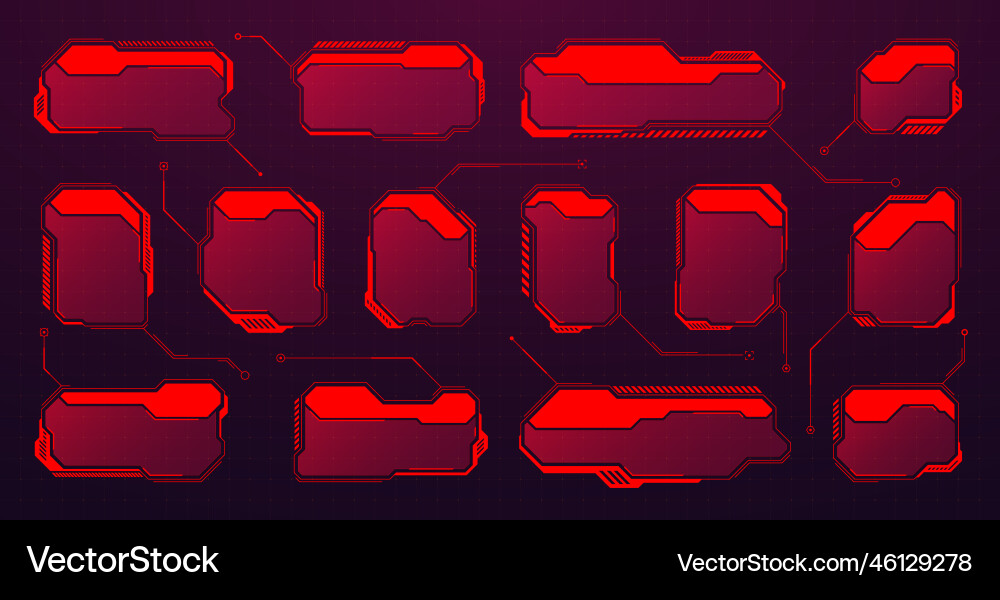 Red futuristic hud or ui elements sci-fi user Vector Image