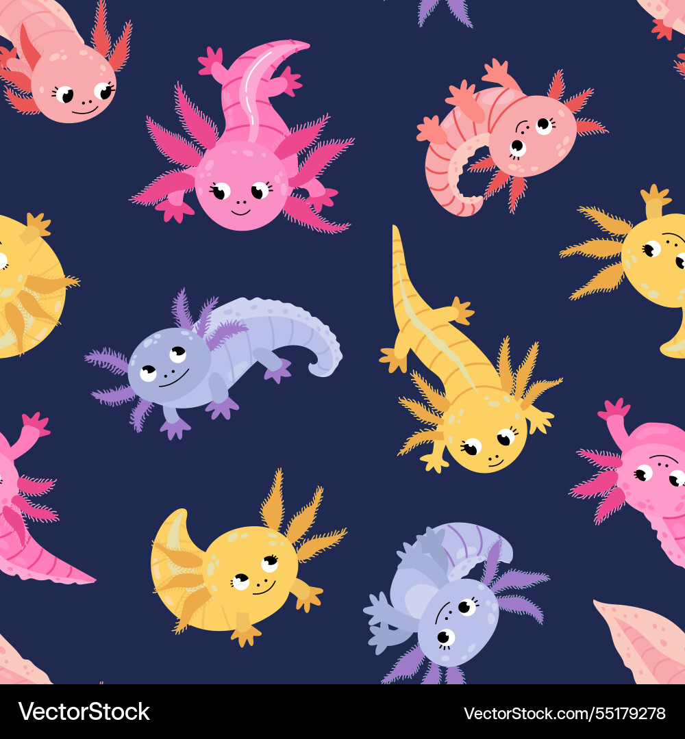 Seamless pattern with axolotl Seamless pattern with axolotl vector image
