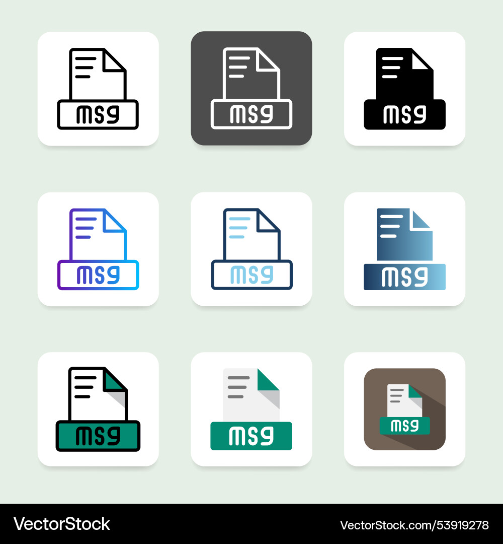 Set of eye catching msg file format icons vector image