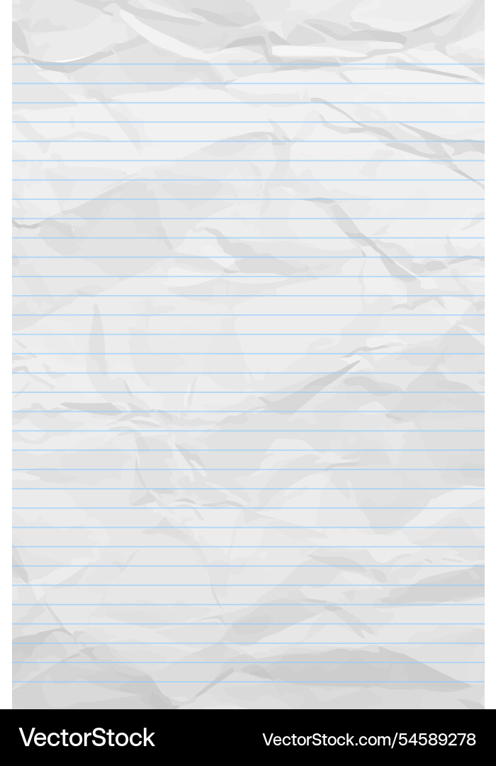 White clean crumpled notebook paper with lines White clean crumpled notebook paper with lines vector image