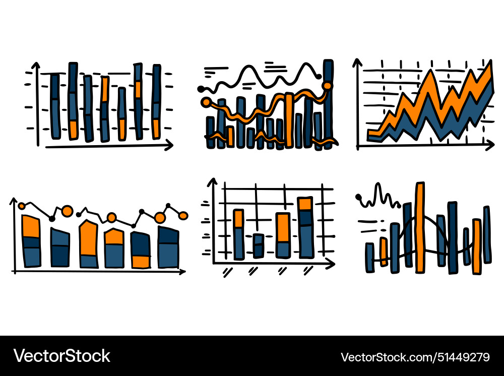 A set of graphs with different shapes and sizes A set of graphs with different shapes and sizes vector image