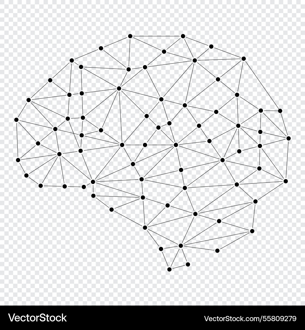 Brain design with dots and connecting lines low Brain design with dots and connecting lines low vector image