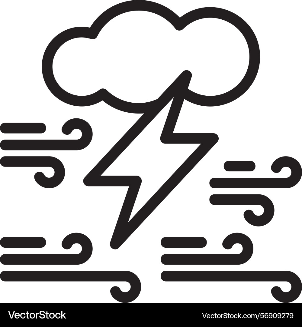 Cloud with thunderbolt linear style icon design Vector Image