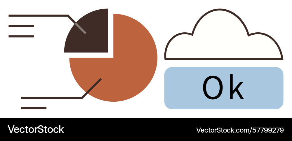 Data analysis pie chart and cloud confirmation vector image