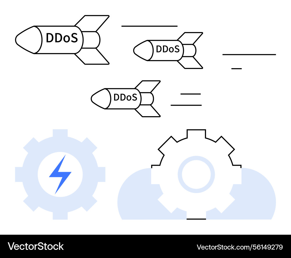 Ddos attack concept with missiles targeting cloud Ddos attack concept with missiles targeting cloud vector image
