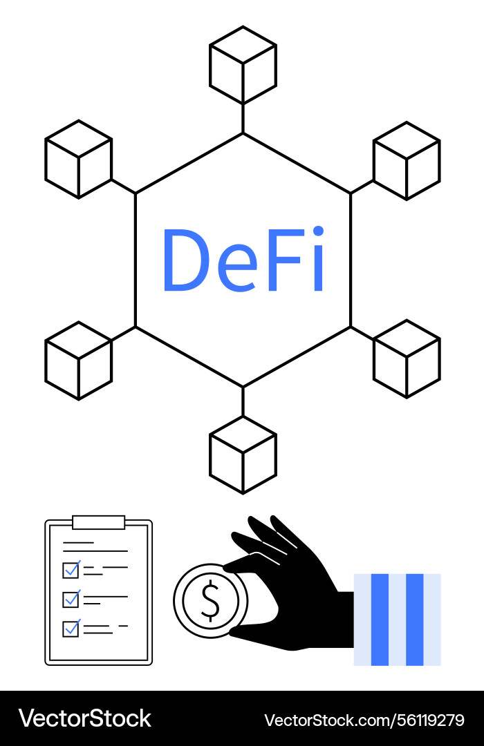 Decentralized finance concept with blockchain Decentralized finance concept with blockchain vector image