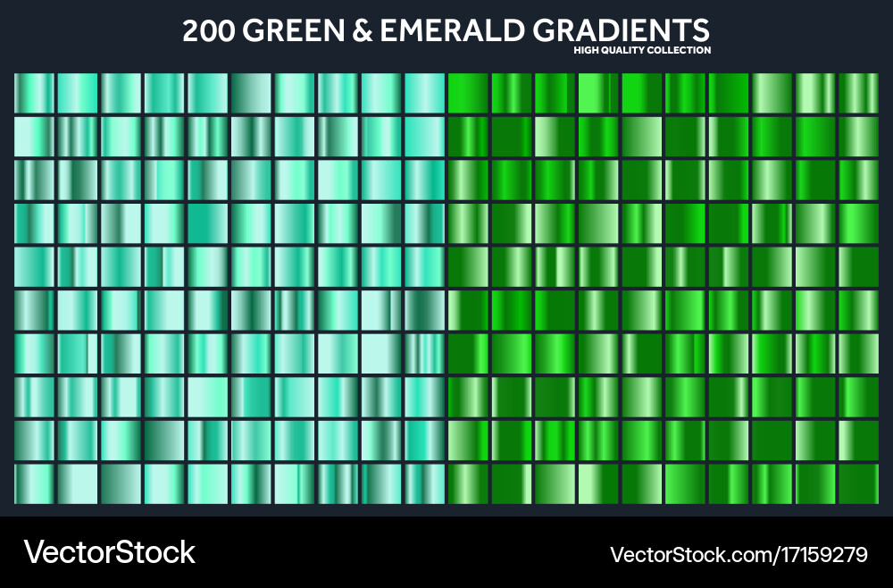 Emerald Chrome Gradient Set Vector Image