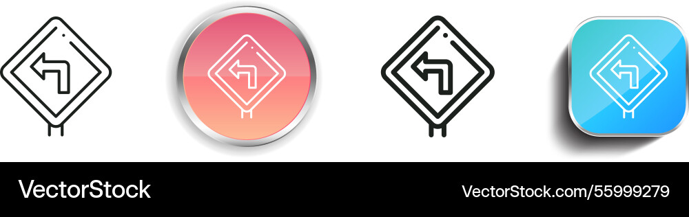 Left turn icon thin linear regular and button vector image