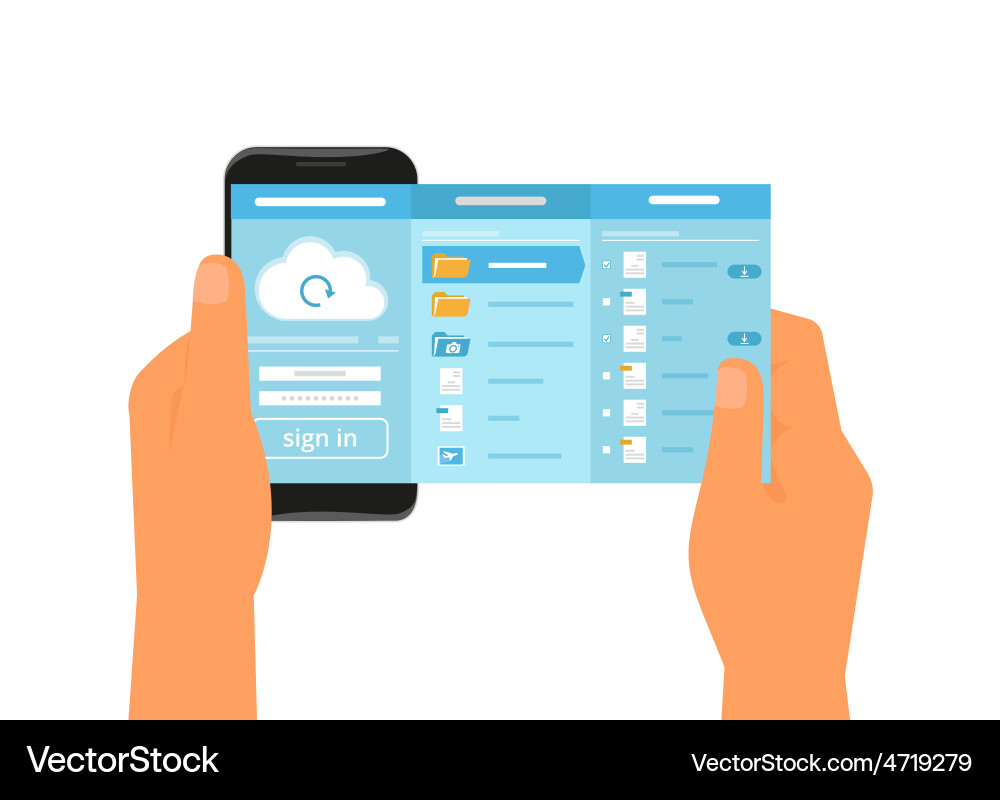 Mobile app for cloud sync Royalty Free Vector Image