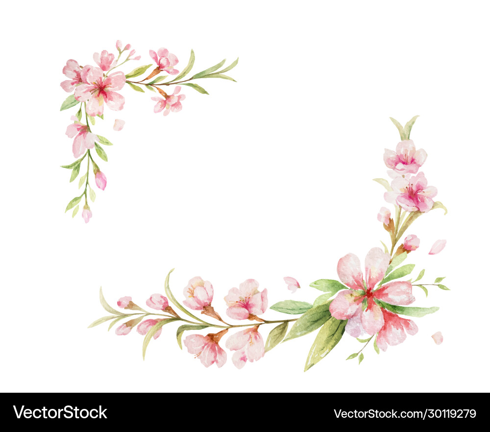 Pink Floral Wreath Vector Image