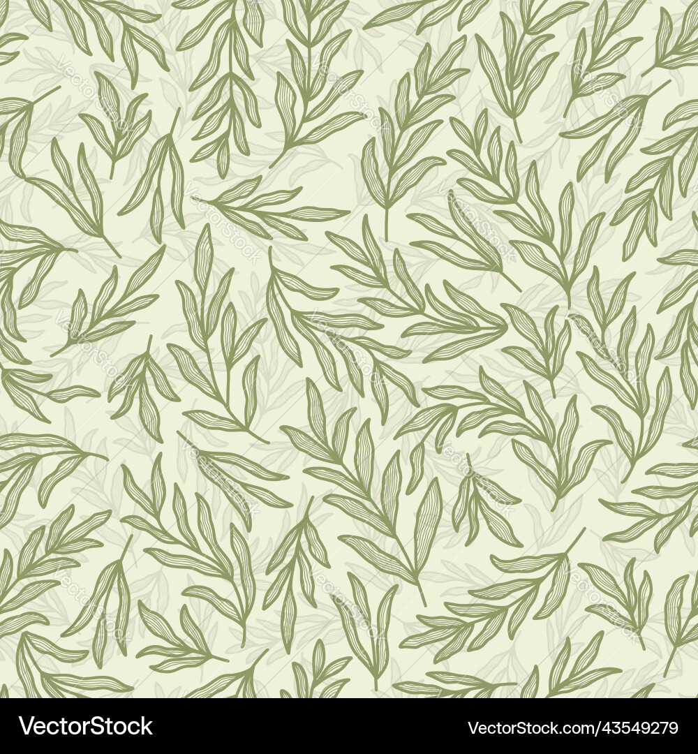 Rustic Line Leaf Pattern Vector Image