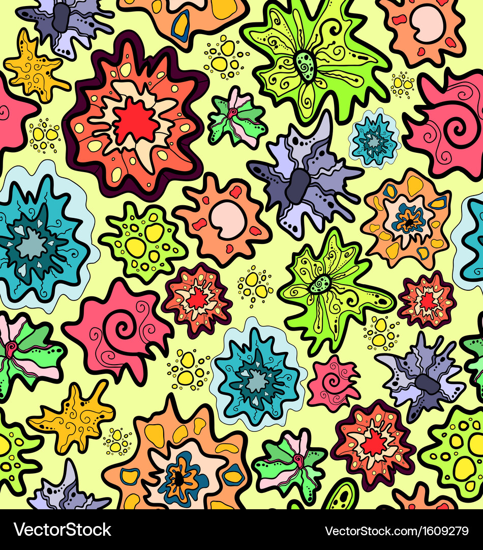 Seamless pattern of blob flowers Vector Image