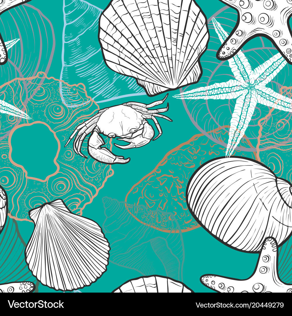 Seashell Pattern - Ocean Waves vector image