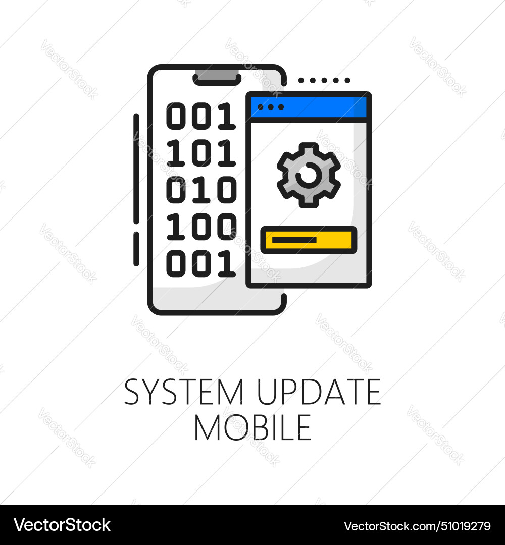 System update mobile color line icon software app System update mobile color line icon software app vector image