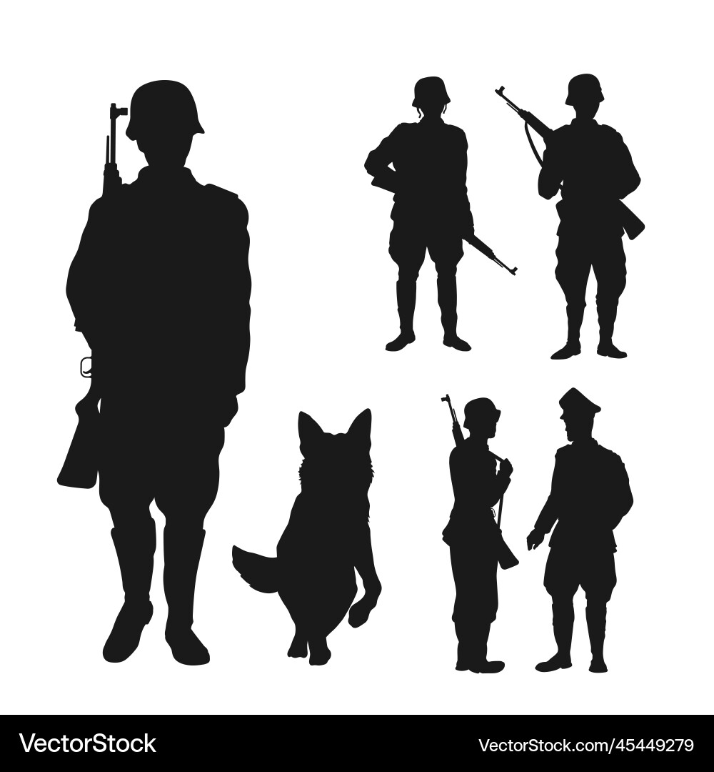 WWII German Soldier Silhouette Vector Image