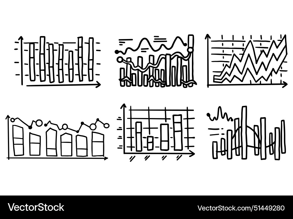 A set of six graphs with different shapes A set of six graphs with different shapes vector image