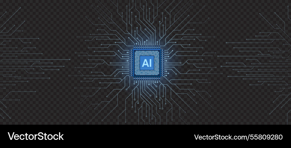 Ai technology cpu chipset with printed circuit Ai technology cpu chipset with printed circuit vector image