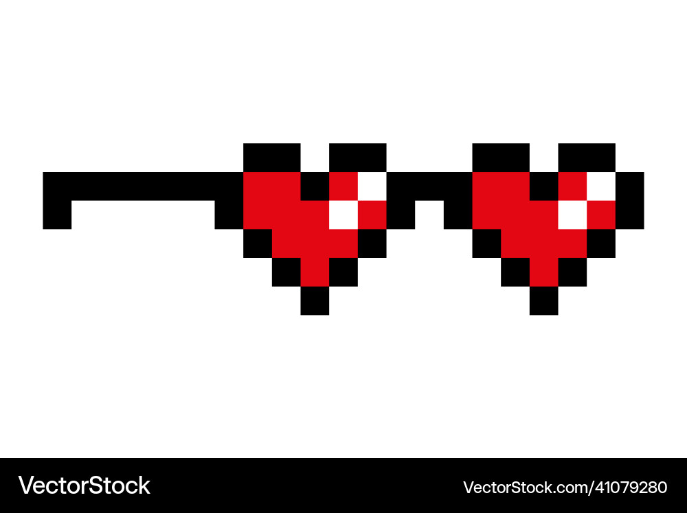 Hearts pixel glasses meme happy valentine day Hearts pixel glasses meme happy valentine day vector image