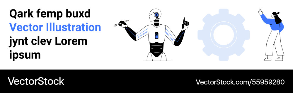 Humanoid robot analyzing data with developer Humanoid robot analyzing data with developer Vector Image