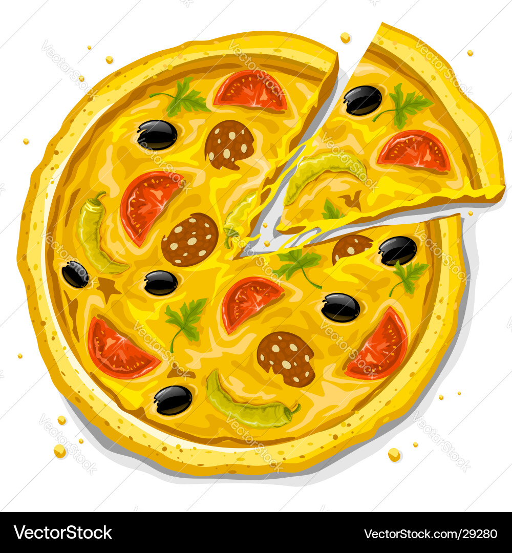Köstliche Pizzascheibe Vektorbild