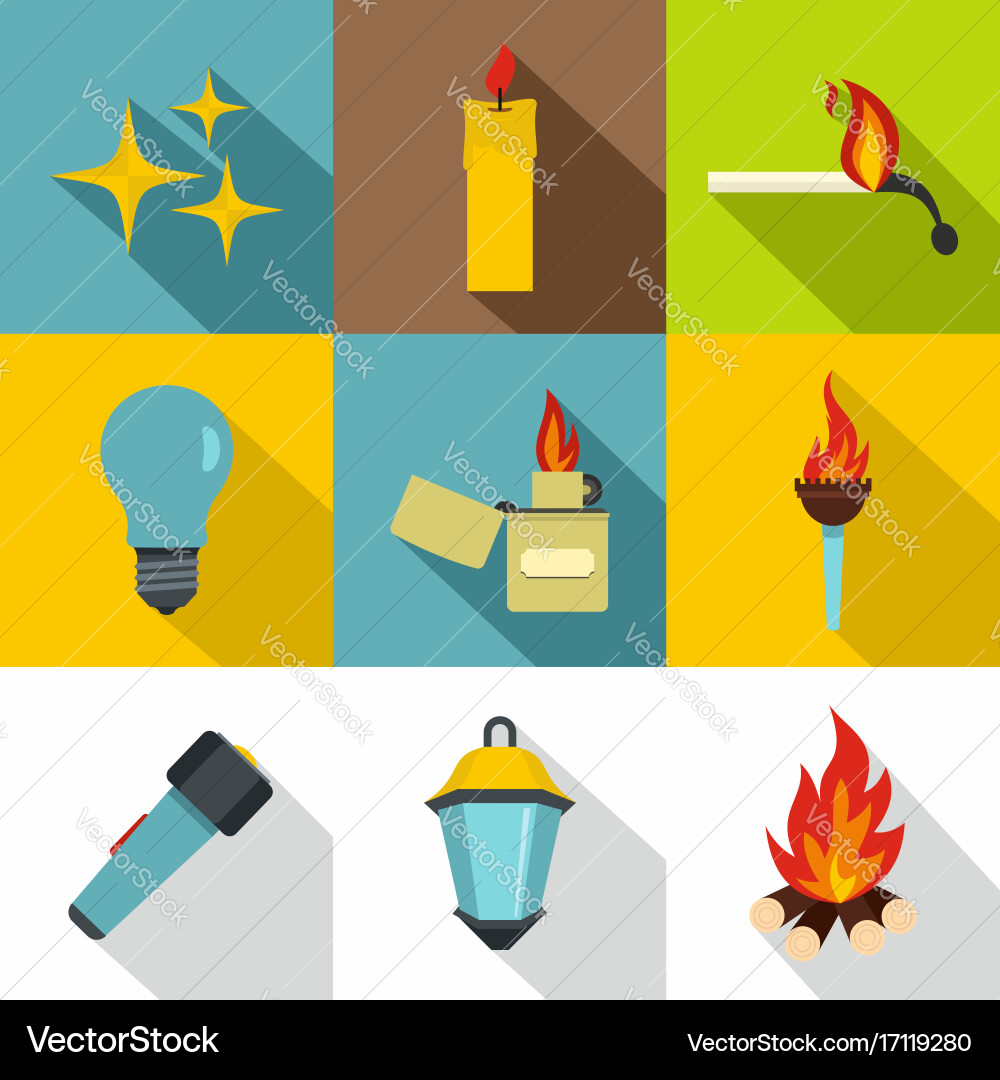 Light source icon set flat style Vector Image