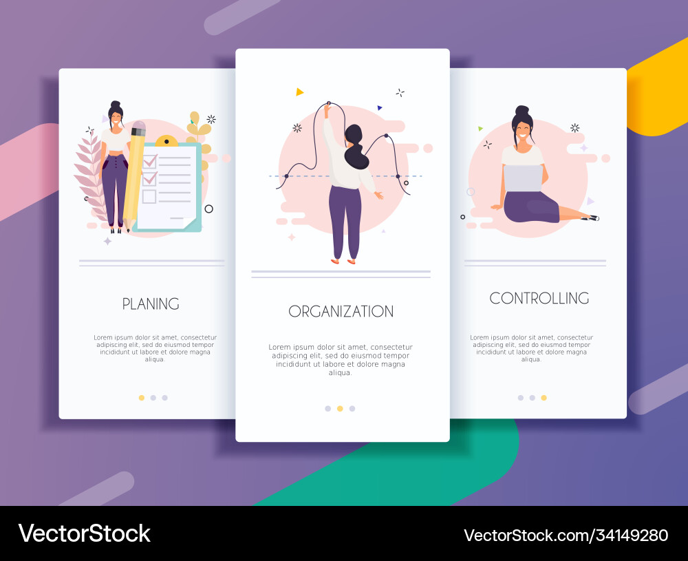 Onboarding screens user interface kit for mobile vector image