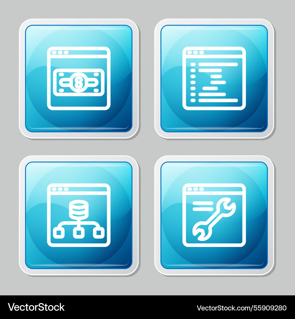 Set line online shopping on screen browser window Set line online shopping on screen browser window vector image