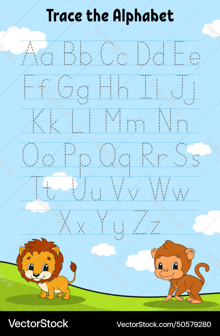 Writing letters tracing page practice sheet Writing letters tracing page practice sheet vector image