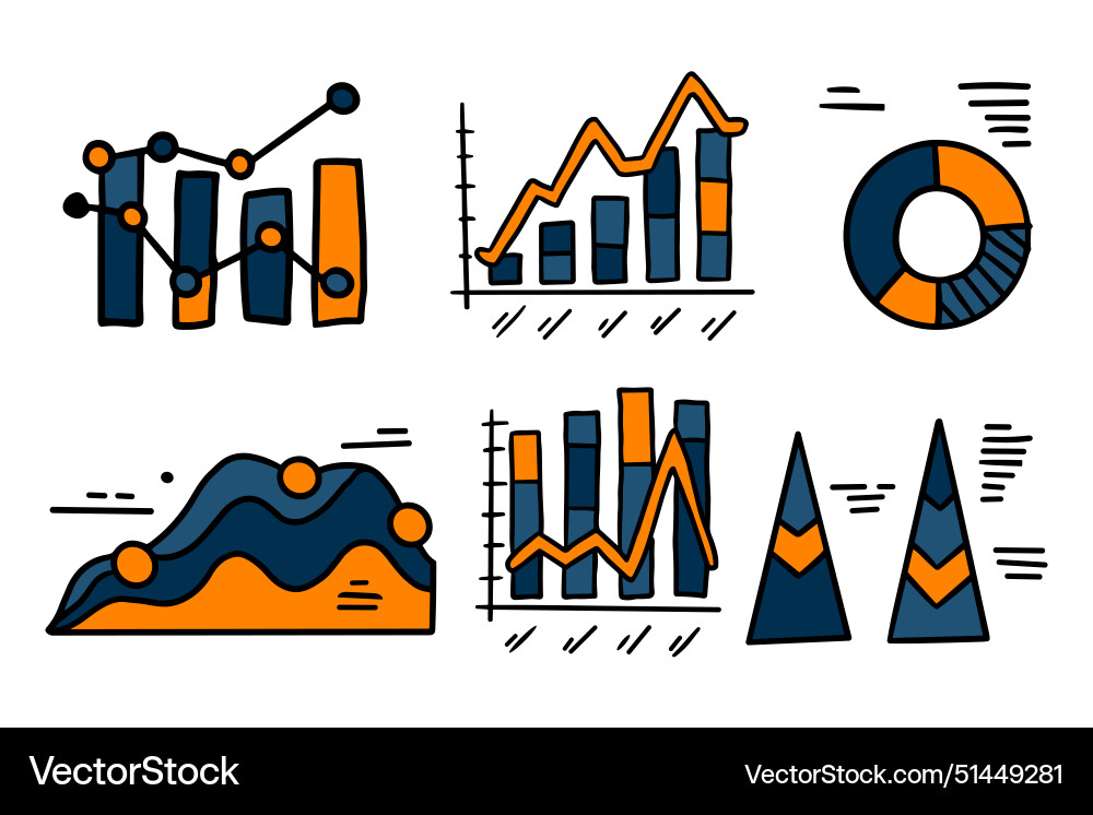 A set of graphs with different shapes and sizes Vector Image