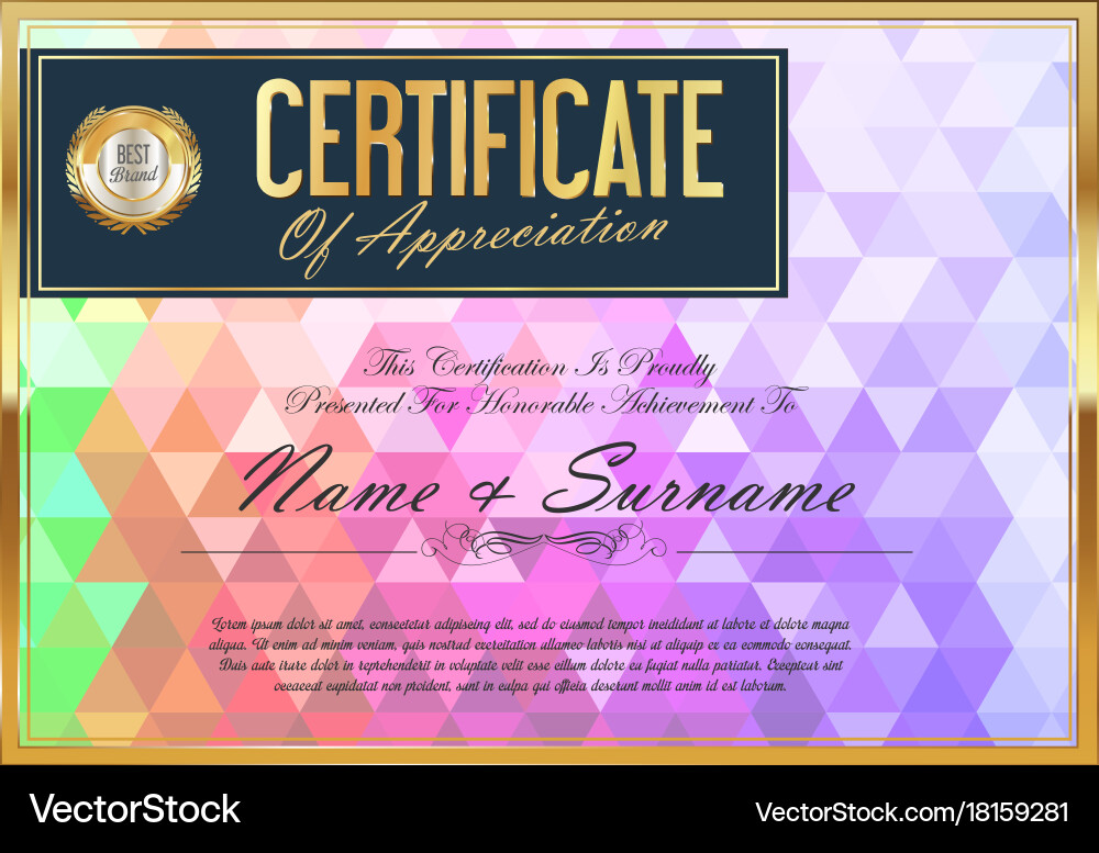 Abstract colorful certificate with triangle 05 vector image
