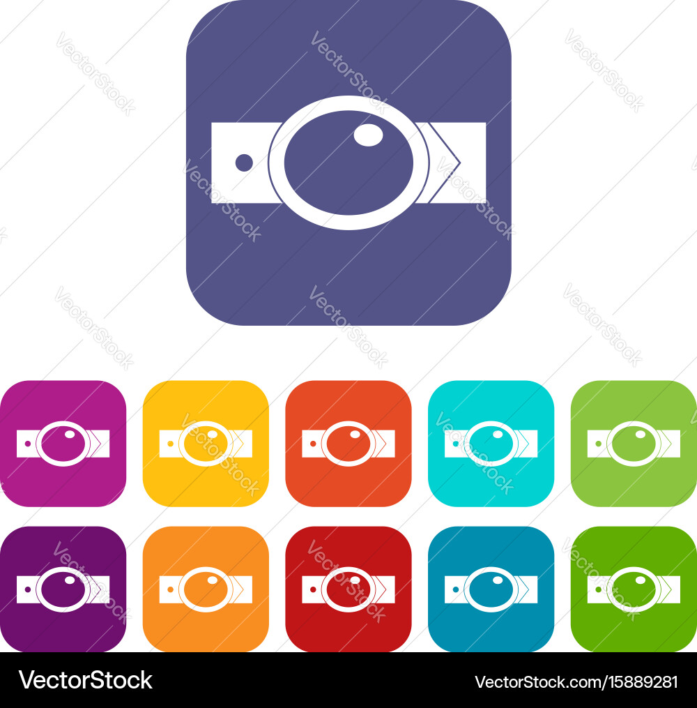 Belt with oval shaped buckle icons set flat Vector Image