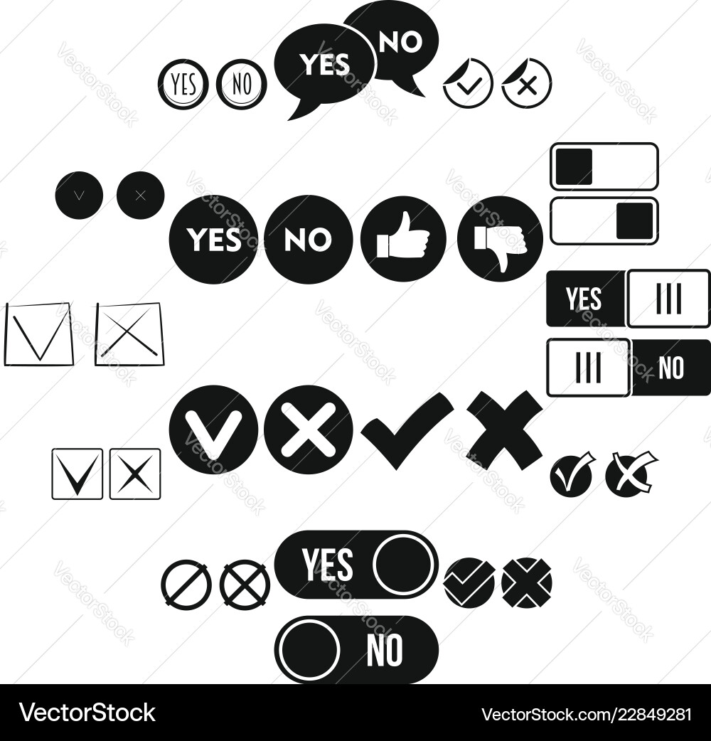 Check mark icons set simple style Check mark icons set simple style vector image