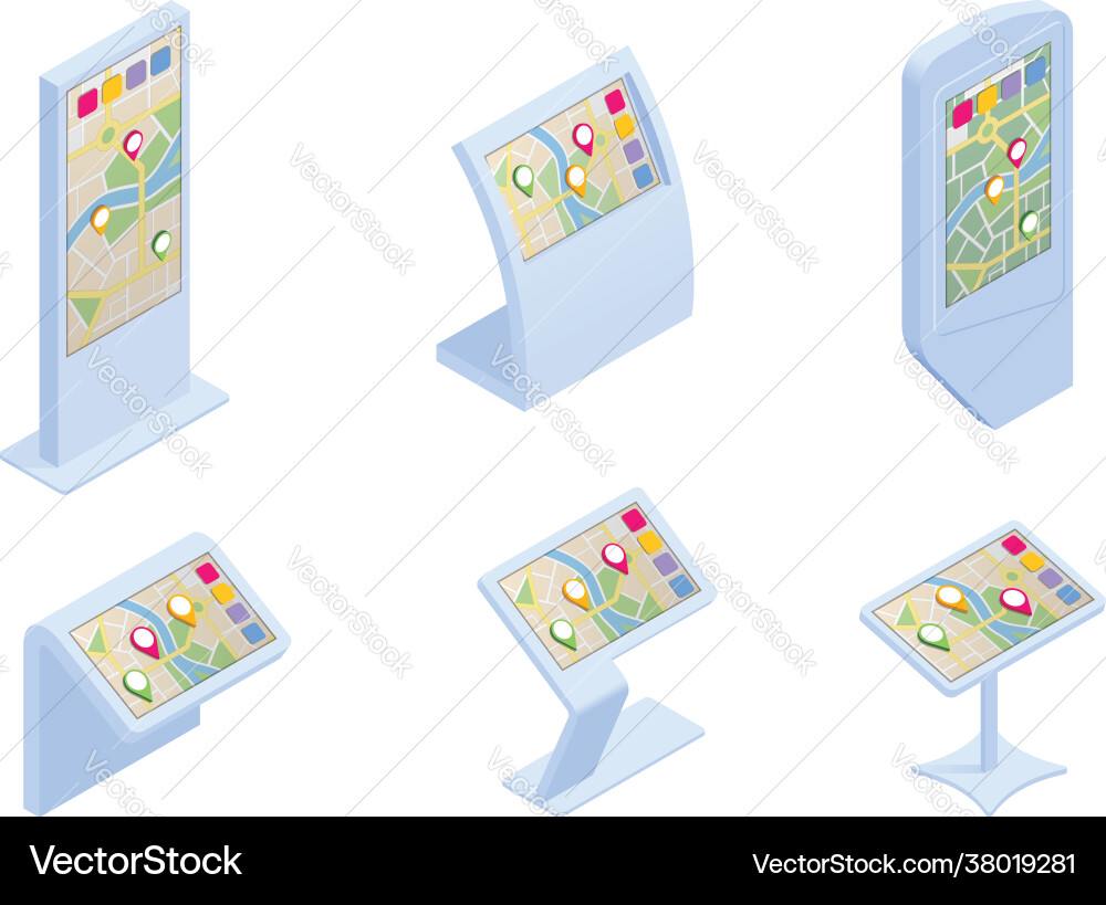 Isometric Interactive Kiosk Display vector image
