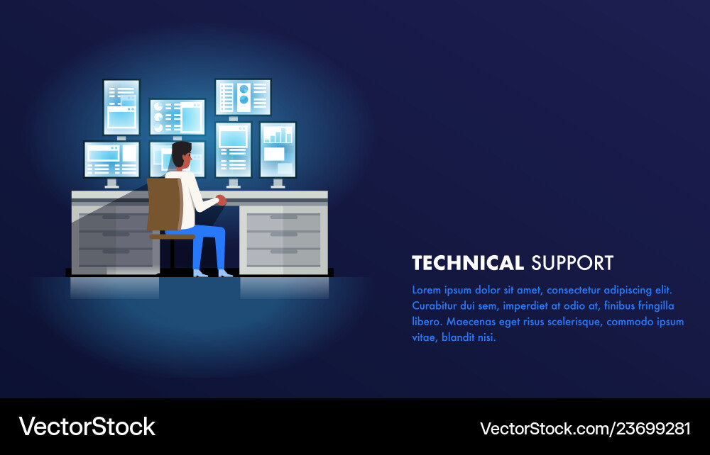 IT Support Technician in Datacenter vector image